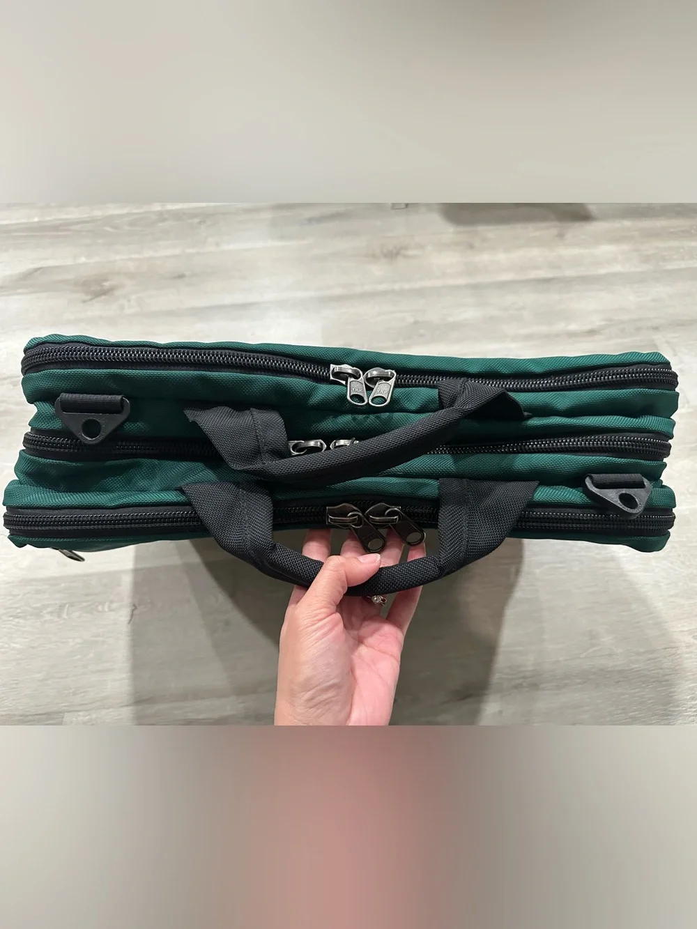 BGA32 Tom Bihn Tri-Star Backpack Luggage Green Purple 19x13x8